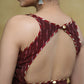 Elegant Maroon Ikaat Sleeveless Blouse with Golden Gota-Patti Detailing & Smart Back