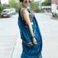 Classy royal blue Cotton saree with animal print border and fish painted motif