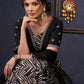 Elegant Black Printed Lehenga With Embroidered Blouse & Net Dupatta.