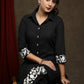 Comfort fit Black embroidered cotton Tunic - Pant Optional