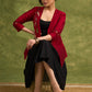 Elegant Asymmetry , Maroon Silk Jacket With Striking Golden Hand Embroidery   Dress Optional.