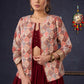 Classic Maroon Georgette Lehenga With Matching Blouse & Self-Embroidered Jacket .