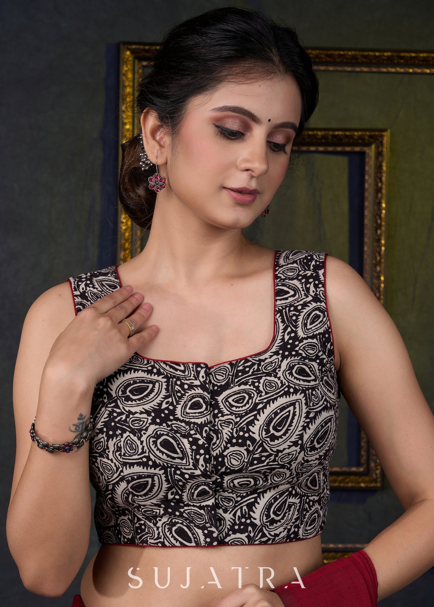 Trendy Cotton Ajrakh Sleeveless Blouse