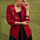 Elegant Asymmetry , Maroon Silk Jacket With Striking Golden Hand Embroidery   Dress Optional.