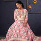 Elegant Off-White & Red Ikat Print Lehenga With Matching Blouse & Dupatta.