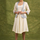 Coastal Chic Off White Cotton Shrug With Calming Blue Hues And Delicate Embroidery   Dress Optional