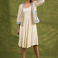 Coastal Chic Off White Cotton Shrug With Calming Blue Hues And Delicate Embroidery   Dress Optional