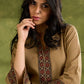 Dark Beige Cotton Ajrakh Combination Top - Pant Optional