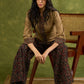 Dark Beige Cotton Ajrakh Combination Top - Pant Optional