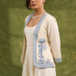 Coastal Chic Off White Cotton Shrug With Calming Blue Hues And Delicate Embroidery   Dress Optional