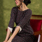 Playful Polka Dot Ajrakh Cotton Dress Playful With Contrasting Trim Details