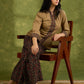 Dark Beige Cotton Ajrakh Combination Top - Pant Optional