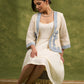 Coastal Chic Off White Cotton Shrug With Calming Blue Hues And Delicate Embroidery   Dress Optional