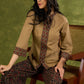 Dark Beige Cotton Ajrakh Combination Top - Pant Optional