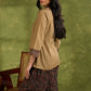 Dark Beige Cotton Ajrakh Combination Top - Pant Optional