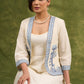 Coastal Chic Off White Cotton Shrug With Calming Blue Hues And Delicate Embroidery   Dress Optional