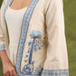 Coastal Chic Off White Cotton Shrug With Calming Blue Hues And Delicate Embroidery   Dress Optional