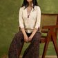 Beige Cotton Top With Exclusive Hand Painting - Pant Optional