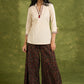 Beige Cotton Top With Exclusive Hand Painting - Pant Optional