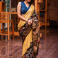 Exclusive yellow hand batik on matka silk mix saree