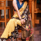 Exclusive yellow hand batik on matka silk mix saree