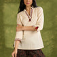 Beige Cotton Top With Exclusive Hand Painting - Pant Optional