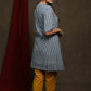 Trendy White Cotton embroiderd buttons tunic with indigo shrug - Pant Optinal