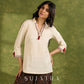 Beige Cotton Top With Exclusive Hand Painting - Pant Optional