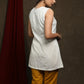 Trendy White Cotton embroiderd buttons tunic with indigo shrug - Pant Optinal