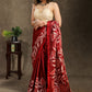 Elegant Maroon Mul Cotton Hand Batik Saree