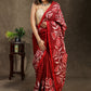 Elegant Maroon Mul Cotton Hand Batik Saree