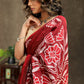 Elegant Maroon Mul Cotton Hand Batik Saree