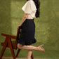 Textured Off White Cotton Top With Butterfly Sleeves  - Hakoba Skirt Optional