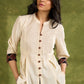 Beige Cotton Pleated Top With Pin Tucked Yoke ,Wooden Buttons And Contrasting Cuff - Skirt Optional