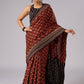 Exclusive brown printed combination saree with Ajrakh border