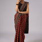 Exclusive brown printed combination saree with Ajrakh border