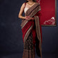 Graceful Cotton Ajrakh Saree with Maroon Pallu & Beautiful Ajrakh Border