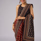 Exclusive brown printed combination saree with Ajrakh border