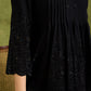 Black Hakoba Cotton Top With A Flared Silhouette, Pin-Tuck Detailing On The Front, And Scallop Sleeves