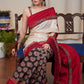 Beige Tussar silk saree with maroon cotton silk and Ajrakh combination border