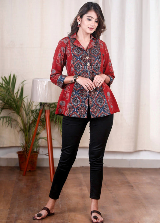 Exclusive Ajrak Combination Jacket