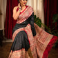 Black pure silk Bishnupuri saree with exclusive designer motifs