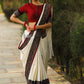 Off white flex cotton saree with Ajrakh combination