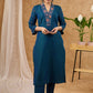 Stylish & vibrant embroidered peacock cotton silk kurta Pant optional