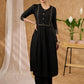 Trendy black rayon kurta featuring pintucks with stylish yoke  Pant Optional