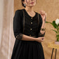 Trendy black rayon kurta featuring pintucks with stylish yoke  Pant Optional