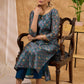 Exclusive hand embroidered Chanderi kurta with exquisite print Pant optional