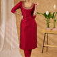 Graceful hand embroidered maroon cotton silk kurta Pant Optional