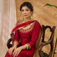 Graceful hand embroidered maroon cotton silk kurta Pant Optional