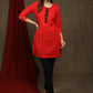 Trendy Red cotton tunic - Indigo shrug Optional